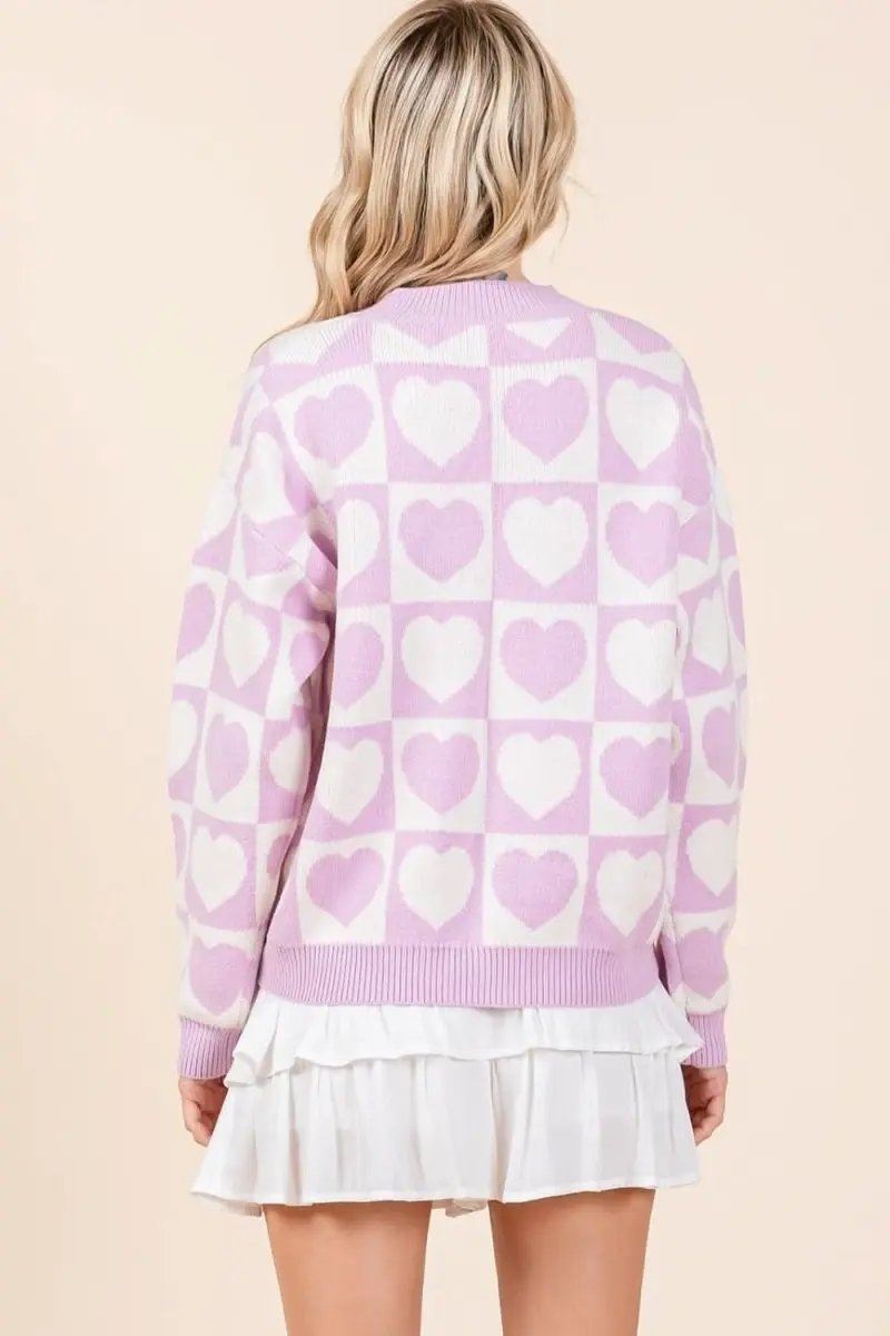 Mittoshop Checkered Heart Button Down Cardigan - Love Salve